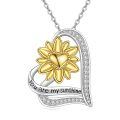 TOUPOP Sterling Silver Sunflower Pendant Necklace Jewelry For Women-0-0