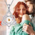 wholesale 925 Sterling Silver Celtic Knot Amber Pendant Necklaces for Women Girls s-0-1