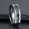 wholesale 925 Sterling Silver Green Moss Agate Band Ring 4 6 8mm for Men Women Wedding Gift-0-3