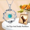 wholesale 925 Sterling Silver Snake & Turquoise Evil Eye Pendant Necklace for Women Protection s for Mom Wife Girlfriend-0-1