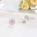 wholesale 925 Sterling Silver Pink Enamel Daisy Flower Stud Earrings with Crystal Center Hypoallergenic s for Women Girls-0-3