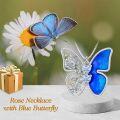 wholesale 925 Sterling Silver Blue Butterfly & Rose Flower Heart Pendant Necklace s for Women Girls-0-4