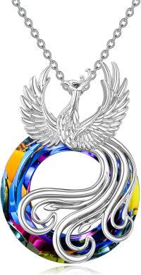 wholesale 925 Sterling Silver Rainbow Crystal Phoenix Pendant Necklaces Gifts for Women and Mom-Phoenix-1