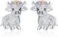 wholesale 925 Sterling Silver Cow Flower Crown Stud Earrings for Women Hypoallergenic-0-0