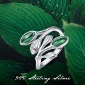 wholesale Sterling Silver Leaf Ring with Birthstone Adjustable Wrap Promise Engagement Wedding Rings for Women-0-54