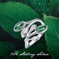 wholesale 925 Sterling Silver Leaf Ring with Birthstone Adjustable Wrap Promise Engagement Wedding Rings for Women-0-54