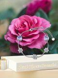 wholesale 925 Sterling Silver Heart & Rose Stone Adjustable Bracelet Gift for Women Girls-0-5