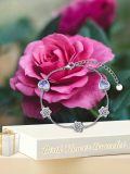 wholesale 925 Sterling Silver Heart & Rose Stone Adjustable Bracelet Gift for Women Girls-0-5