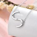 wholesale 925 Sterling Silver S-Shaped Initial Letter Cubic Zirconiad Pendant Necklaces for Women Girls  (S)-0-2