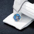 wholesale 925 Sterling Silver Blue Opal St Michael Protect Us Medal Pendant Necklace-0-3