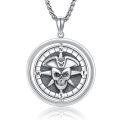 wholesale 925 Sterling Silver Pirate Skull & Compass Pendant Necklace for Men Women s-0-0