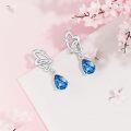 wholesale 925 Sterling Silver Blue Teardrop Crystal Butterfly Stud Earrings for Women's Gifts-0-2