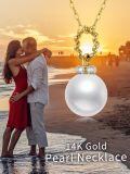 TOUPOP 14K Gold Freshwater Cultured Pearl Necklace with Bow Heart Dolphin Pendant-0-1