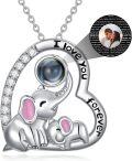 wholesale 925 Sterling Silver Elephant and Panda Heart Necklace I love you projection pendant-0-0