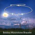 wholesale 925 Sterling Silver Moonstone and Cubic Zirconia Adjustable Charm Bracelet for Women Gift Ideas-0-2