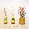 wholesale 925 Sterling Silver Gold Plated Enamel Pineapple Drop Earrings 3 Colors Available-0-5