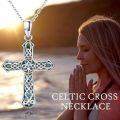wholesale 925 Sterling Silver Abalone Shell Inlay Celtic Knot Cross Pendant Necklaces for Women Christian Gifts Faith Jewelry 45cm Chain Length-0-5