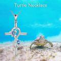 wholesale 925 Sterling Silver Blue Opal Sea Turtle Infinity Cross Pendant Necklace for Women/Mother/Daughter/Sister-0-2
