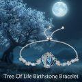 wholesale  Sterling Silver Gemstone Tree of Life Bracelet for Women Birthstone Charm Gift for Wife Mom -0-37