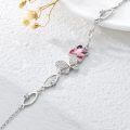 wholesale 925 Sterling Silver Pink Crystal Butterfly Charm Bracelet for Girls & Teenagers-0-4