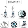 wholesale Platinum-Plated Sterling Silver Turquoise Cowgirl Boot Earrings, Western Style, 17mm-0-5
