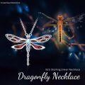 wholesale 925 Sterling Silver Red Opal Dragonfly Necklace with Moonstone and Chain Gift for Her Him Mother's Day Present-0-4