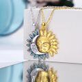 wholesale 925 Sterling Silver Sun & Moon Faces Pendant Necklaces for Couples BFF-0-1