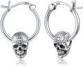 wholesale 925 Sterling Silver Gothic Skull Hoop Earrings for Women and Moms-0-0