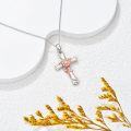 wholesale 925 Sterling Silver Rose Gold Plated Sunflower Cross Pendant Necklace for Women-0-3