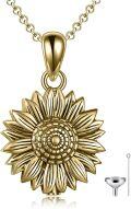 wholesale 925 Sterling Silver Gold Plated Sunflower Keepsake Pendant with Funnel and Fill Tool - 26 Chain Included-0-0