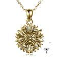 wholesale 925 Sterling Silver Gold Plated Sunflower Keepsake Pendant with Funnel and Fill Tool - 26 Chain Included-0-0