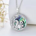 wholesale 925 Sterling Silver Abalone Shell Round Squirrel Pendant Necklace s for Women and Girls-0-4