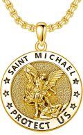 wholesale Gold Plated 925 Sterling Silver St Michael's Archangel Protect Us Medal Pendant Necklace s for Men & Women-0-0