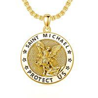 wholesale 925 Sterling Silver Saint Michael Angel Pendant-A-St Michael Necklace A(GOLD)