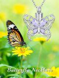 wholesale 925 Sterling Silver Heart Angel Wings Urn Keepsake Jewelry for Ashes - Blue Crystal Butterfly Charm Memorial Necklace-0-3