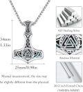 wholesale 925 Sterling Silver Viking Mjolnir Pendant with Abalone Shell Inlay and Valknut Symbol Necklace for Men-0-5