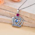 TOUPOP Sterling Silver Crystal Crown Necklace for Women-0-4