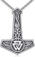 wholesale 925 Sterling Silver Thors Hammer Pendant - Viking Jewelry Norse Symbol Necklaces for Men Women -0-0