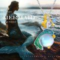 wholesale 925 Sterling Silver Blue Moonstone Mermaid Pendant Necklaces for Women Ocean Beach s-0-5