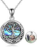 wholesale 925 Sterling Silver Tree of Life Round Abalone Shell Charm Lockets Necklaces for Women Girls s 45cm Chain Length-0-1