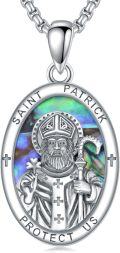 wholesale 925 Sterling Silver Saint Patrick Protect Us Pendant with Abalone Shell and Crosses Necklace -0-0
