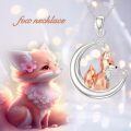TOUPOP Sterling Silver Moonstone Origami Fox Pendant Necklace-0-4
