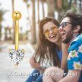 wholesale 14k Gold Heart-Shaped CZ Belly Button Ring for Women - Dangle Navel Piercing Jewelry-0-1