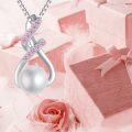 wholesale Sterling Silver Pearl Endless Love Birthstone Infinity Necklace for Mom - Sliver Plated-0-3