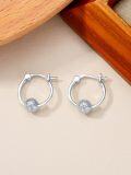 wholesale 925 Sterling Silver Hoop Earrings with Crystal Golf Ball Design - Perfect Gift for Mom on Mothers Day or Her Birthday-0-2