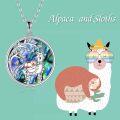 wholesale 925 Sterling Silver Abalone Shell Tree of Life Sloth and Llama Pendant Necklace-0-4
