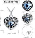 wholesale 925 Sterling Silver Heart Shape Blue Crystal Celtic Knots Pendant Keepsake Urn Necklace w/Filler Kit-0-1