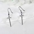 wholesale 925 Sterling Silver Cross Spike Dangle Earrings - Gothic Style Jewellery for Women-0-3