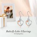 wholesale TOUPOP Rose Heart Earrings For Women Sterling Silver Butterfly Initial I Letter Drop Dangle Earrings Anniversary Birthday Christmas Jewelry Gifts For Her Wife Girlfriend Mom -0-2
