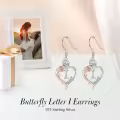 TOUPOP Sterling Silver Rose Heart Butterfly Initial I Letter Drop Dangle Earrings-0-2